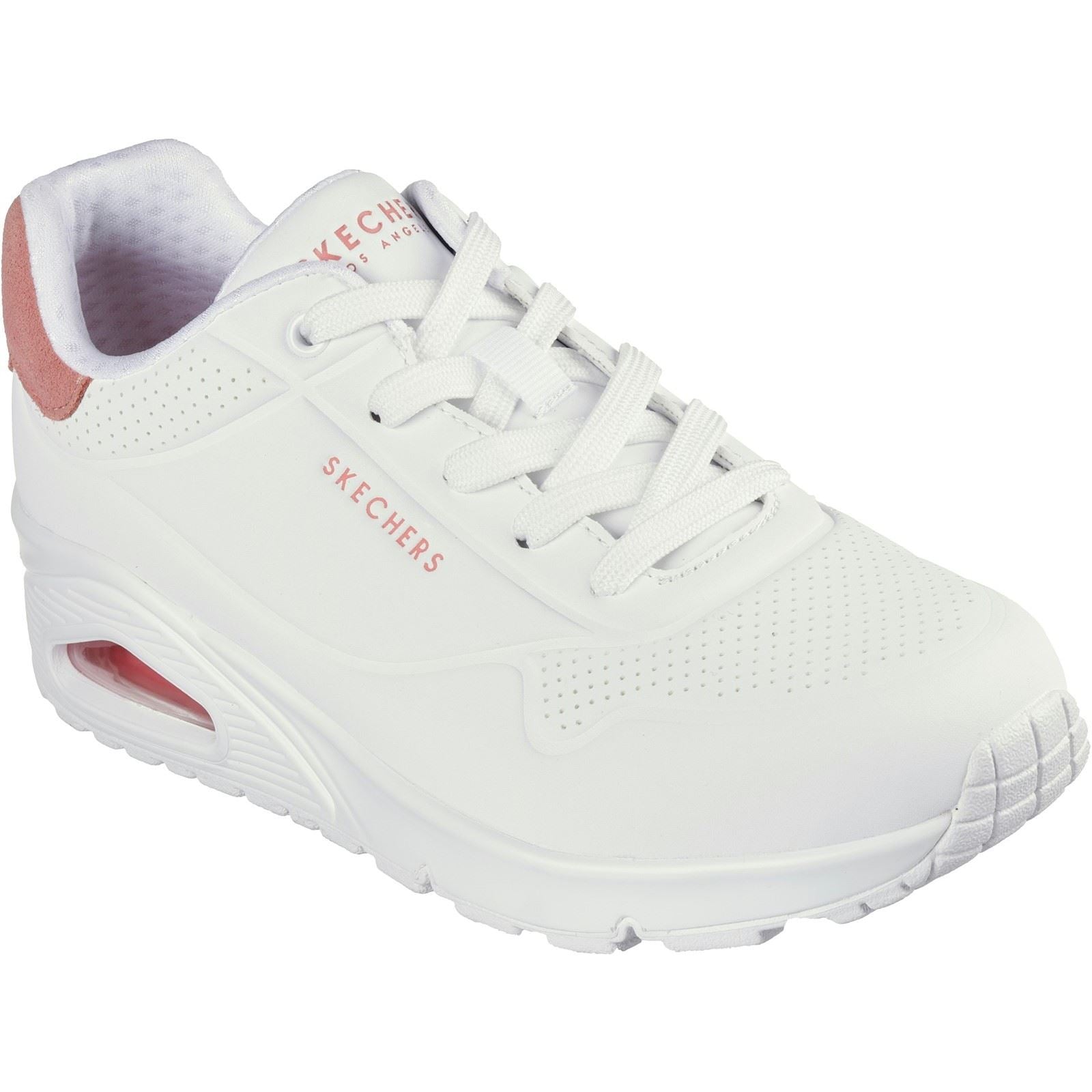 Skechers Uno - Pop Back Synthetische Damen Sneaker In Weiß/Koralle