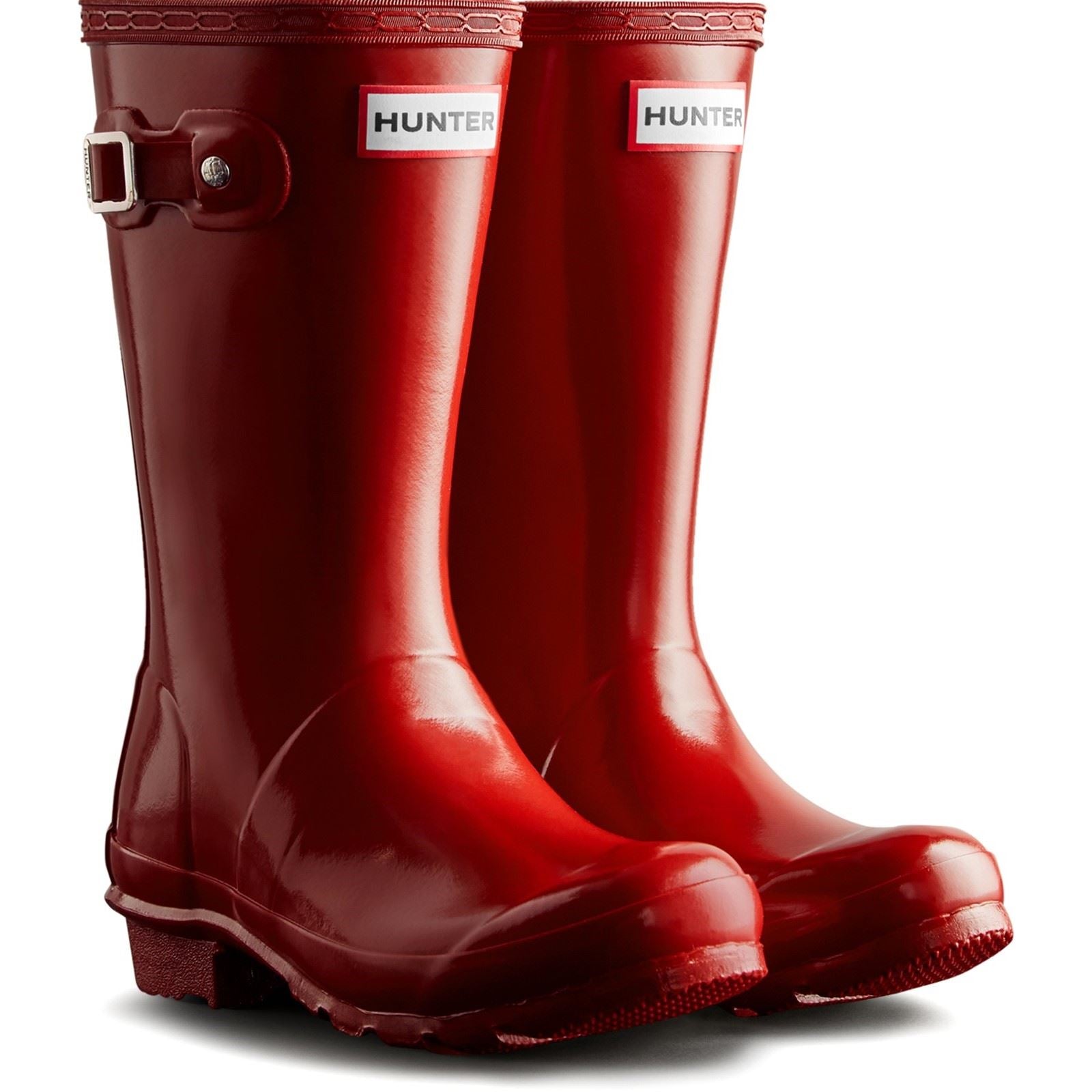 Hunter Junior Originals Gloss Gummi Unisex Kinder Militär Rote Gummistiefel