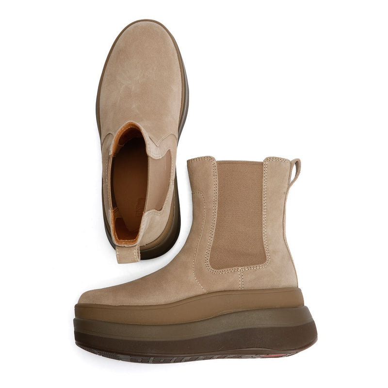 FitFlop F-Mode Wildleder Damen Stiefel In Beige