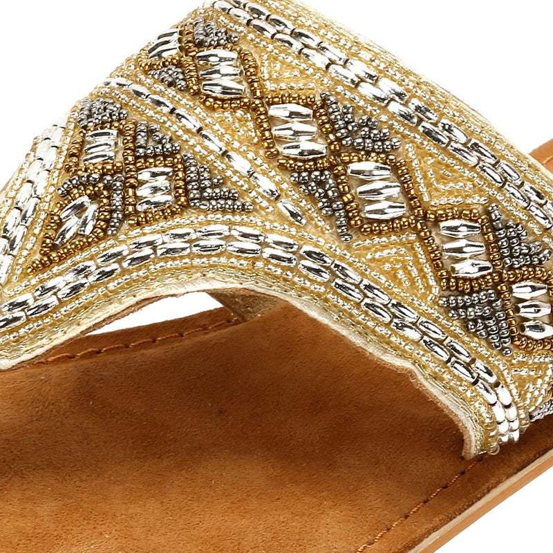 Tower London Wide Vamp Toepost Damen Gold Sandalen