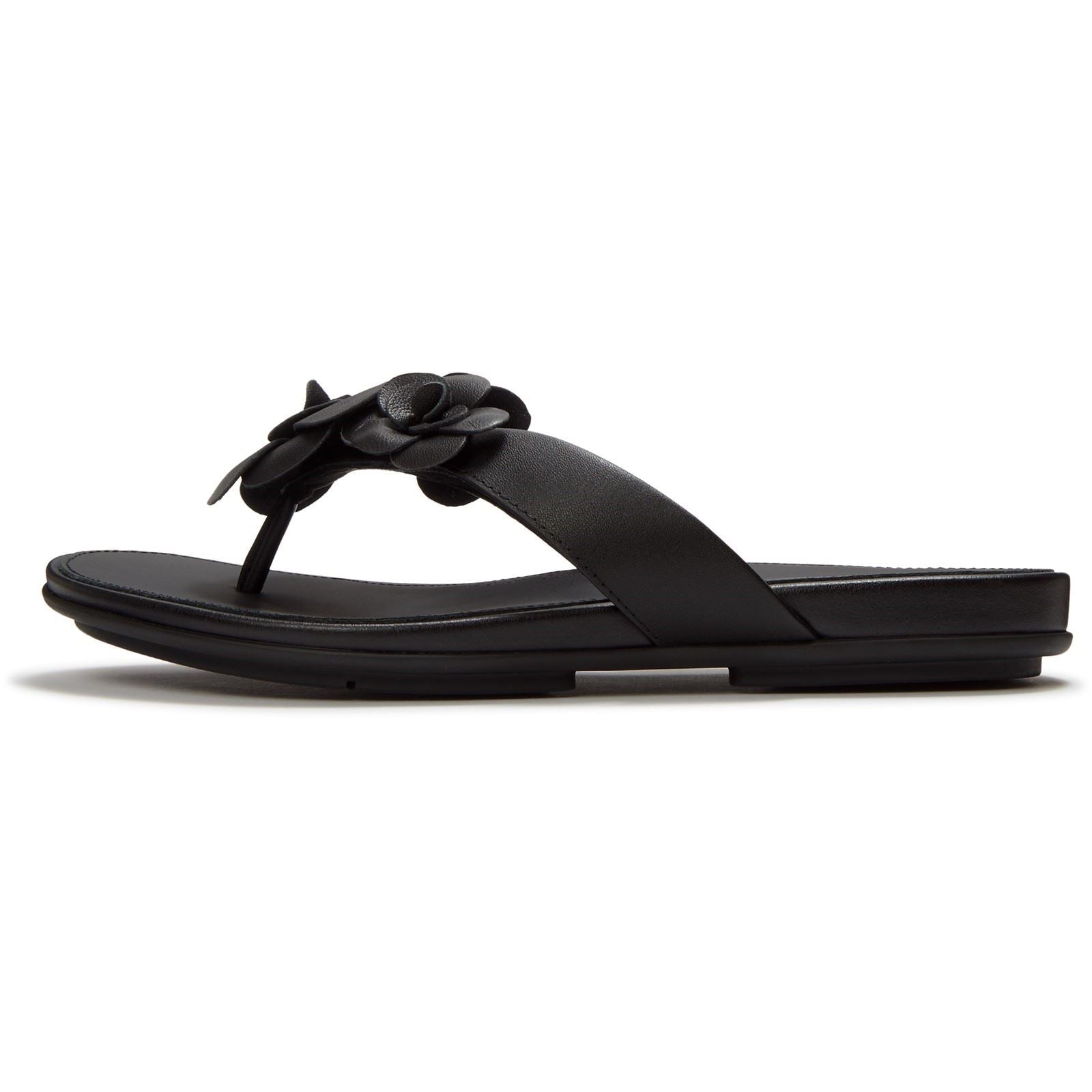 Fitflop Gracie Flower Leder Damen Schwarze Farbe Flip-Flops