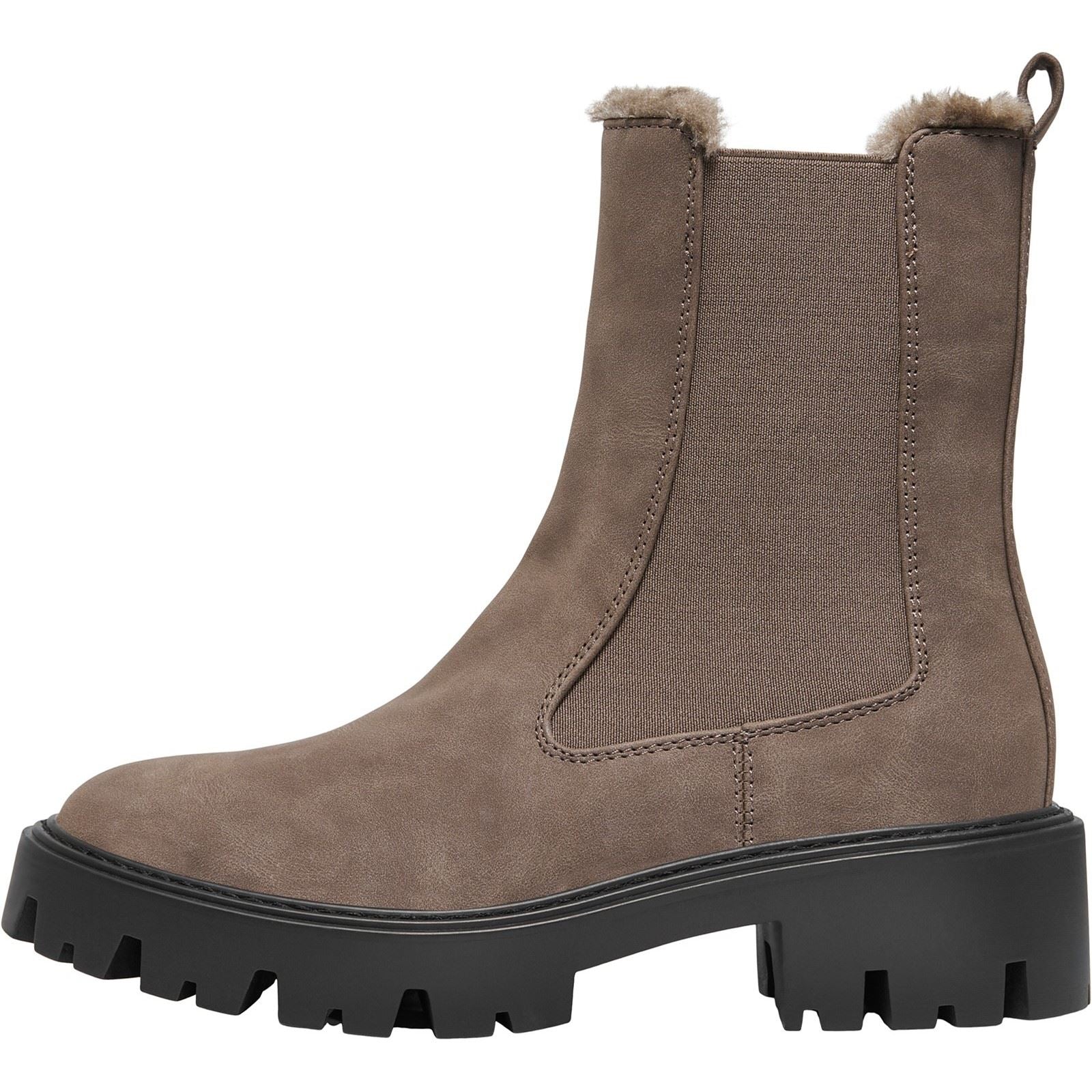 ONLY BETTY-9 WARM LINED Polyurethan Damen Braune Stein Absätze Knöchel Stiefel