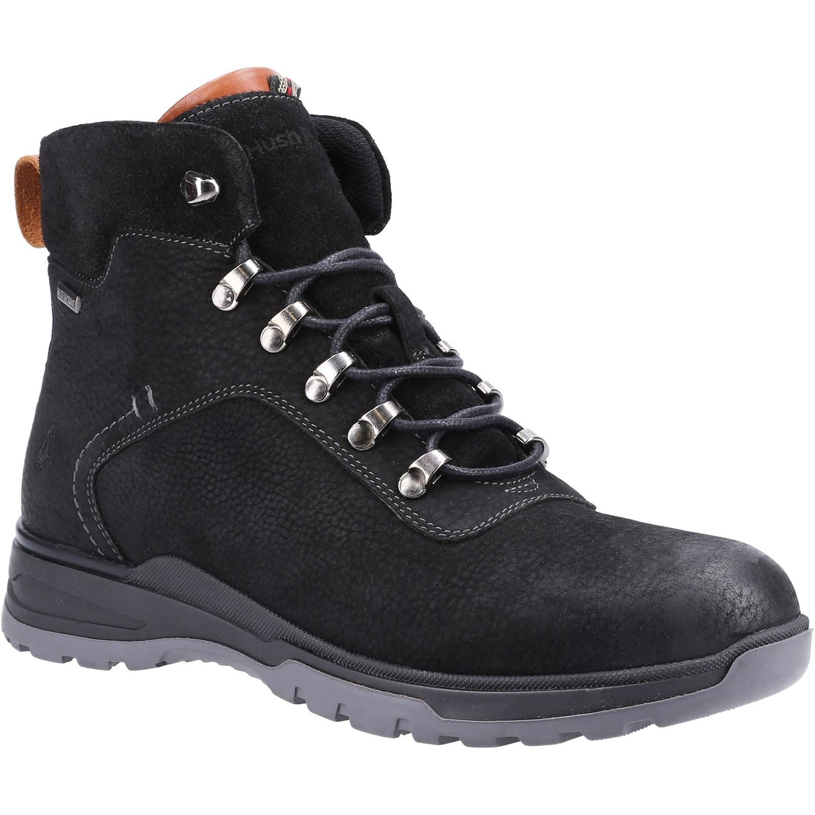 Hush Puppies Paul Leder Herren Schwarze Nubukstiefel