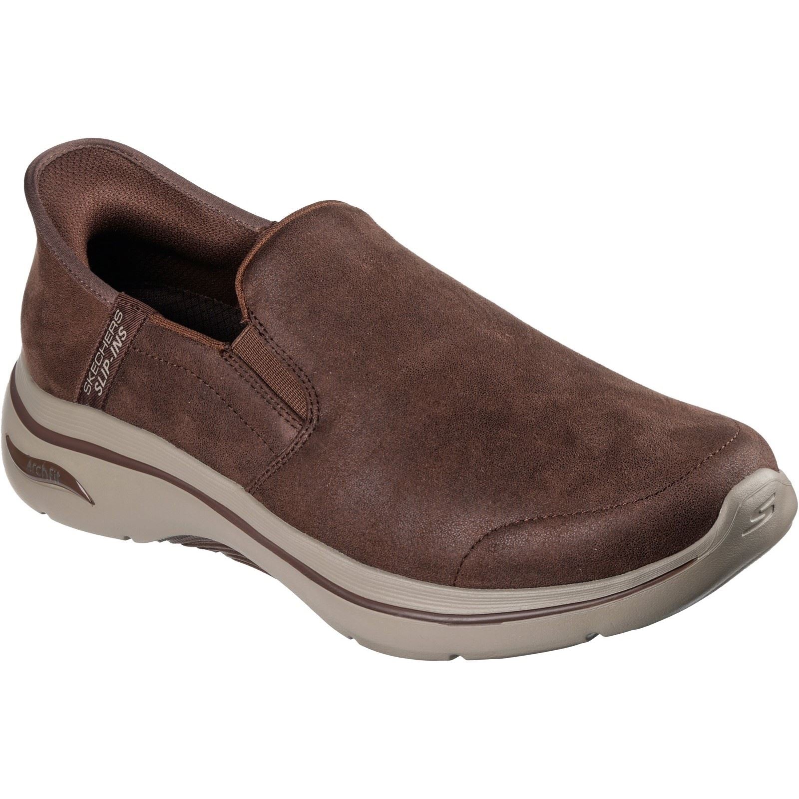 Skechers Go Walk Arch Fit 2.0 Quest Textile Herren Turnschuhe In Braun