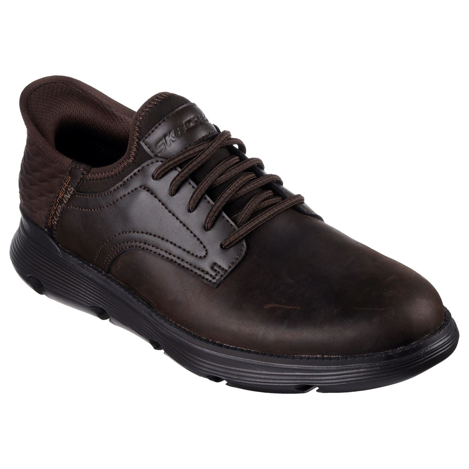 Skechers Garza - Gervin Leder Herren Schokolade Schnürschuhe