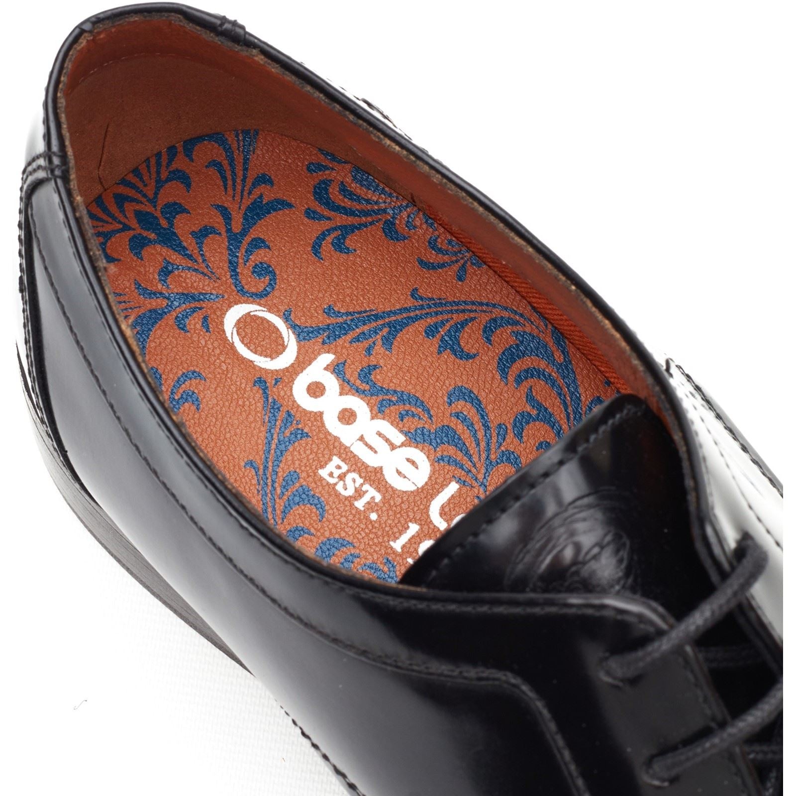 Base London Dome Lace Up Leder Herren Hochglanz Schwarze Schnürschuhe