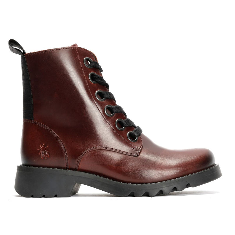 Fly London Ragi Leder Damen Rote Stiefel