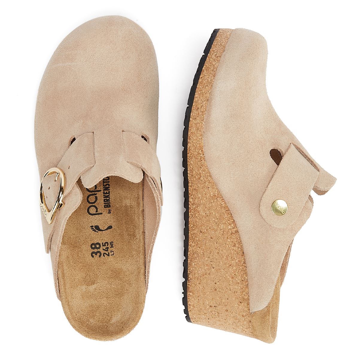 Birkenstock Fanny Ring-Schnallen Wildleder-Warm-Sand Damen-Beige-Wedges