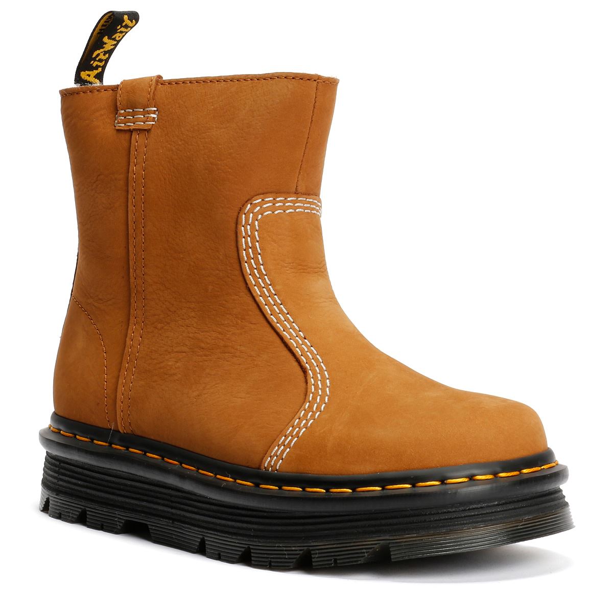 Dr. Martens Zebzag Rigger Nubuck Damen Braune Stiefel