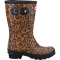 Hunter Original Short Leopard Print Gummistiefel für Damen in reichem Tan/Sattel/Schwarz