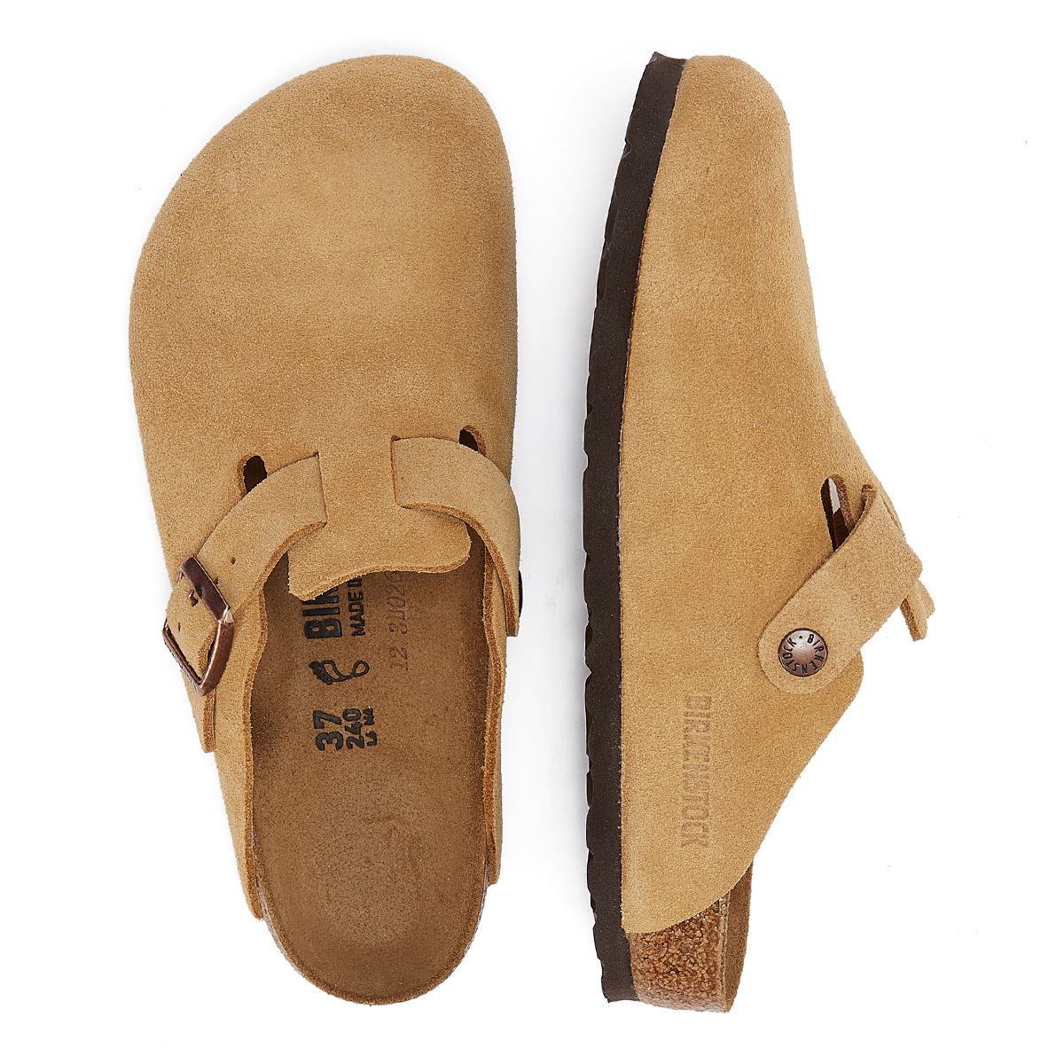Birkenstock Boston Wildleder Latte Creme Clogs