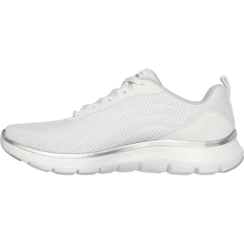 Skechers Flex Appeal 5.0 Uptake Textil Damen Sneaker In Weiß/Silber