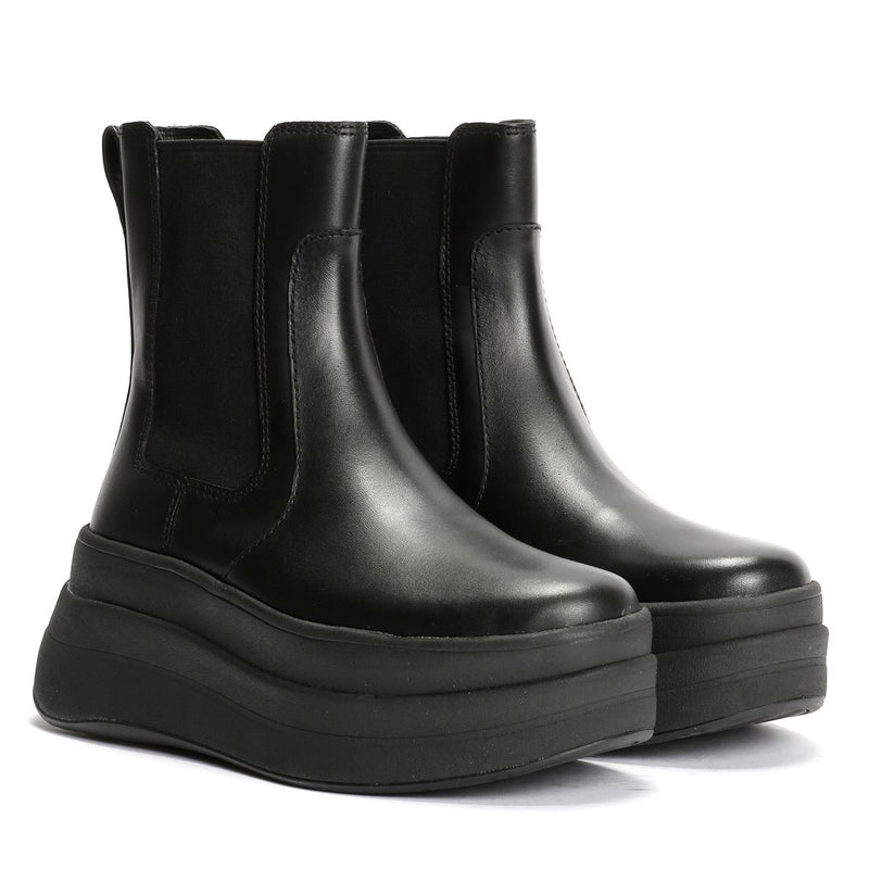 FitFlop F-Mode Leder Damen Schwarze Stiefel