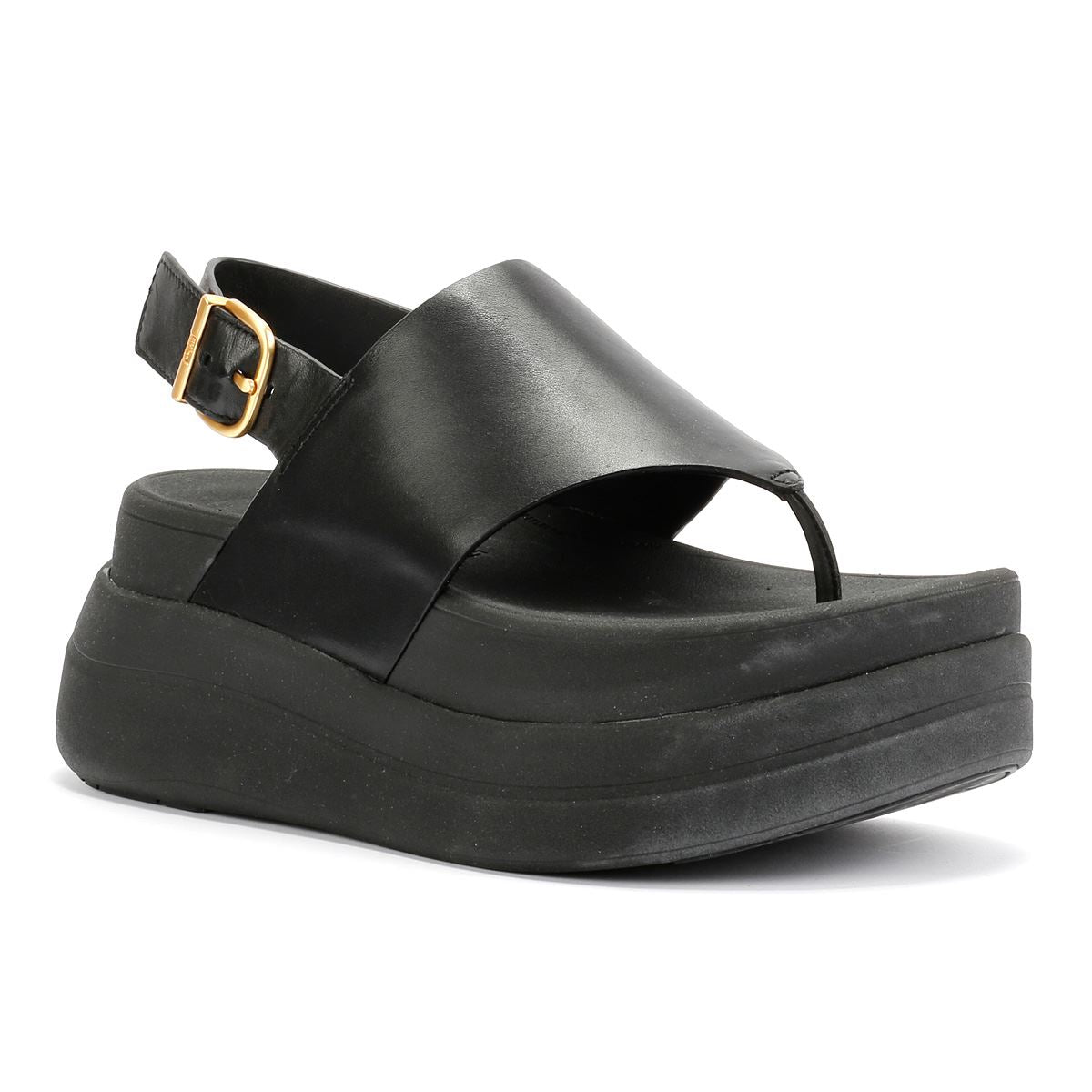 FitFlop F-Mode Damen-Sandalen Aus Schwarzem Leder