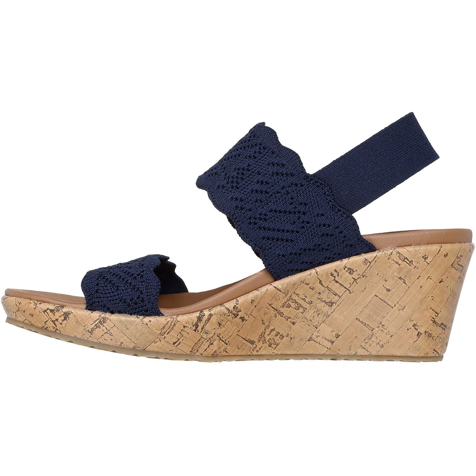 Skechers Beverlee Timeless Touch Damen Textil Sandalen In Marineblau