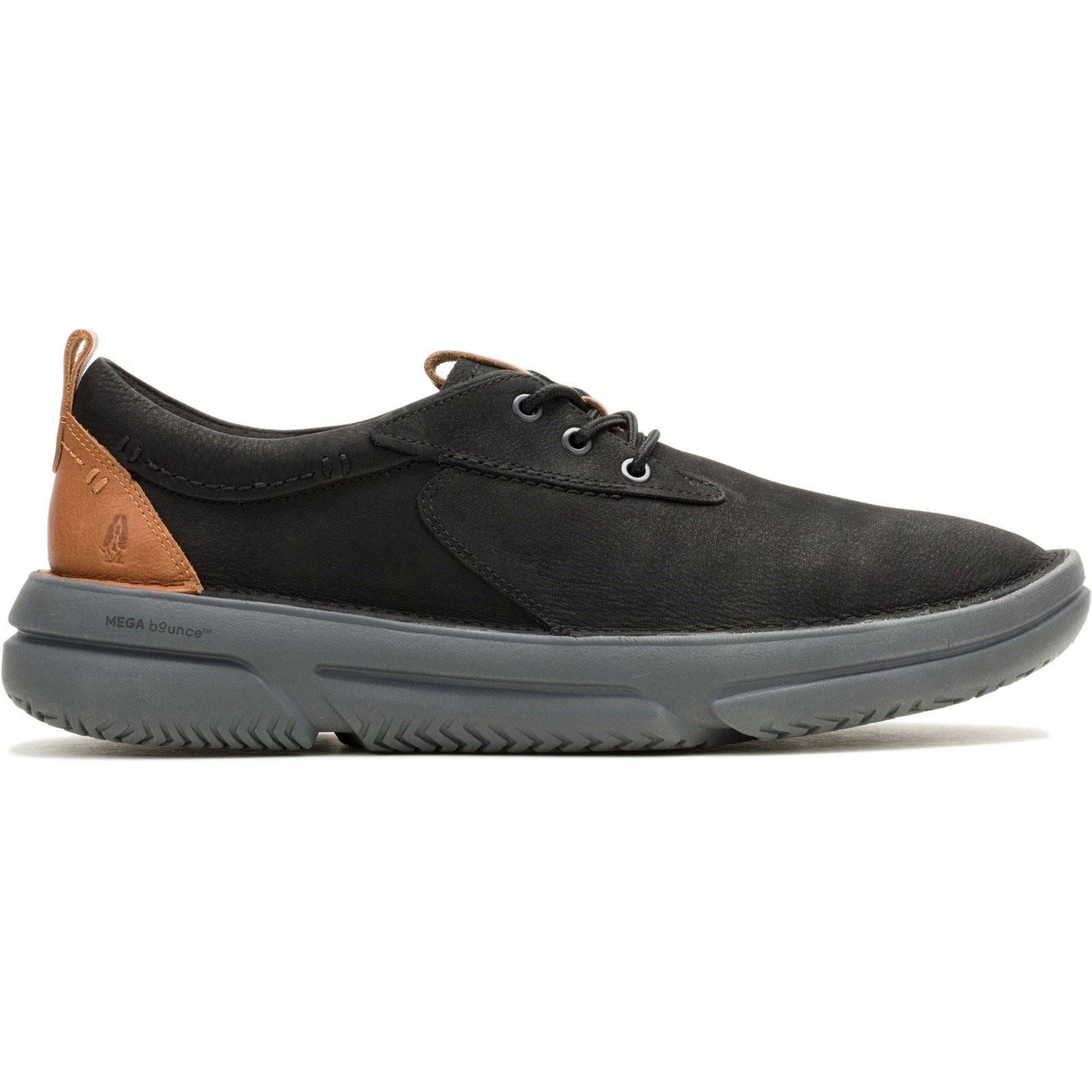 Hush Puppies Baylor Leder Herrenschuhe In Schwarz/Schwarz Mit Schnürung