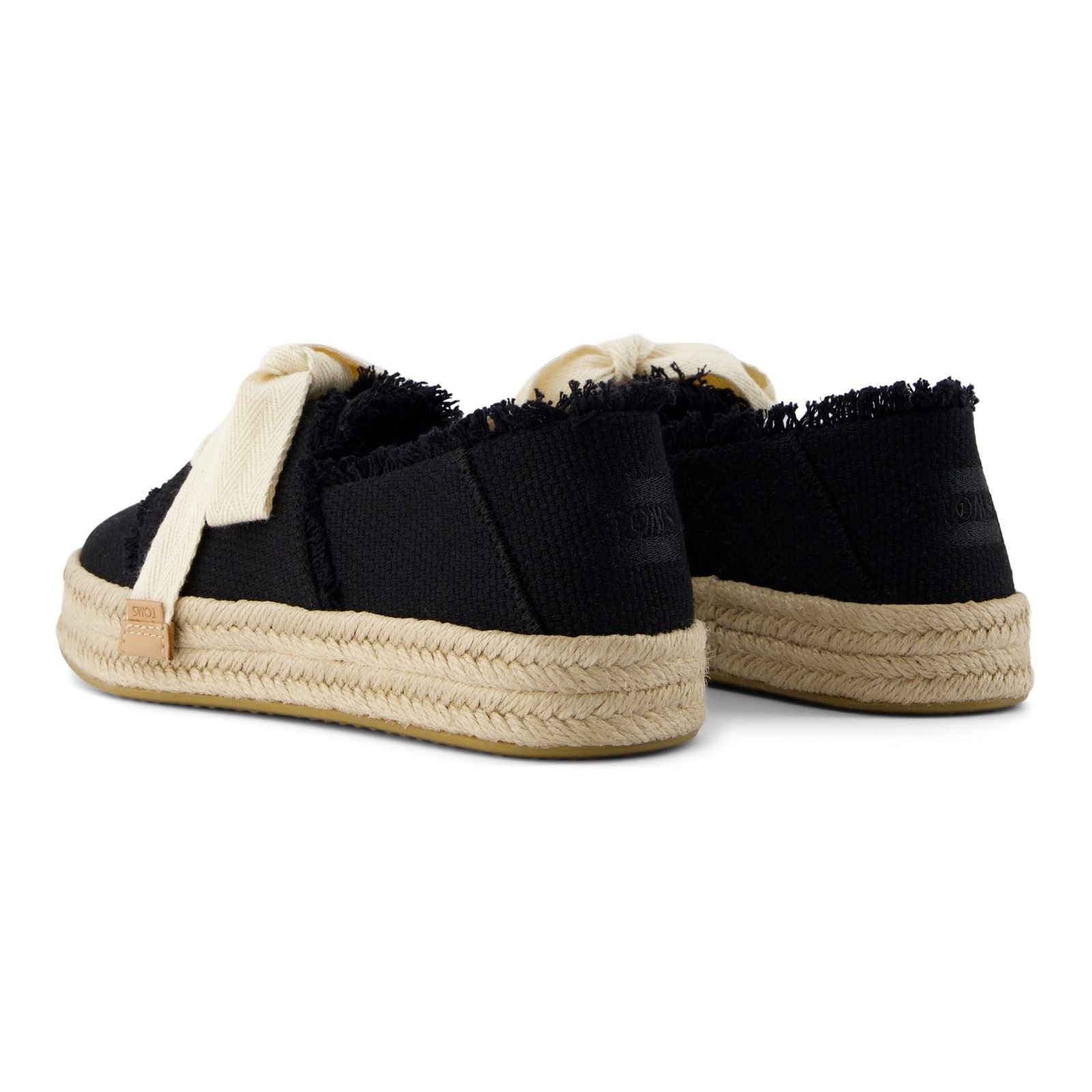 TOMS Carolina Lace Up Baumwoll Damen Schwarze Strand Espadrilles