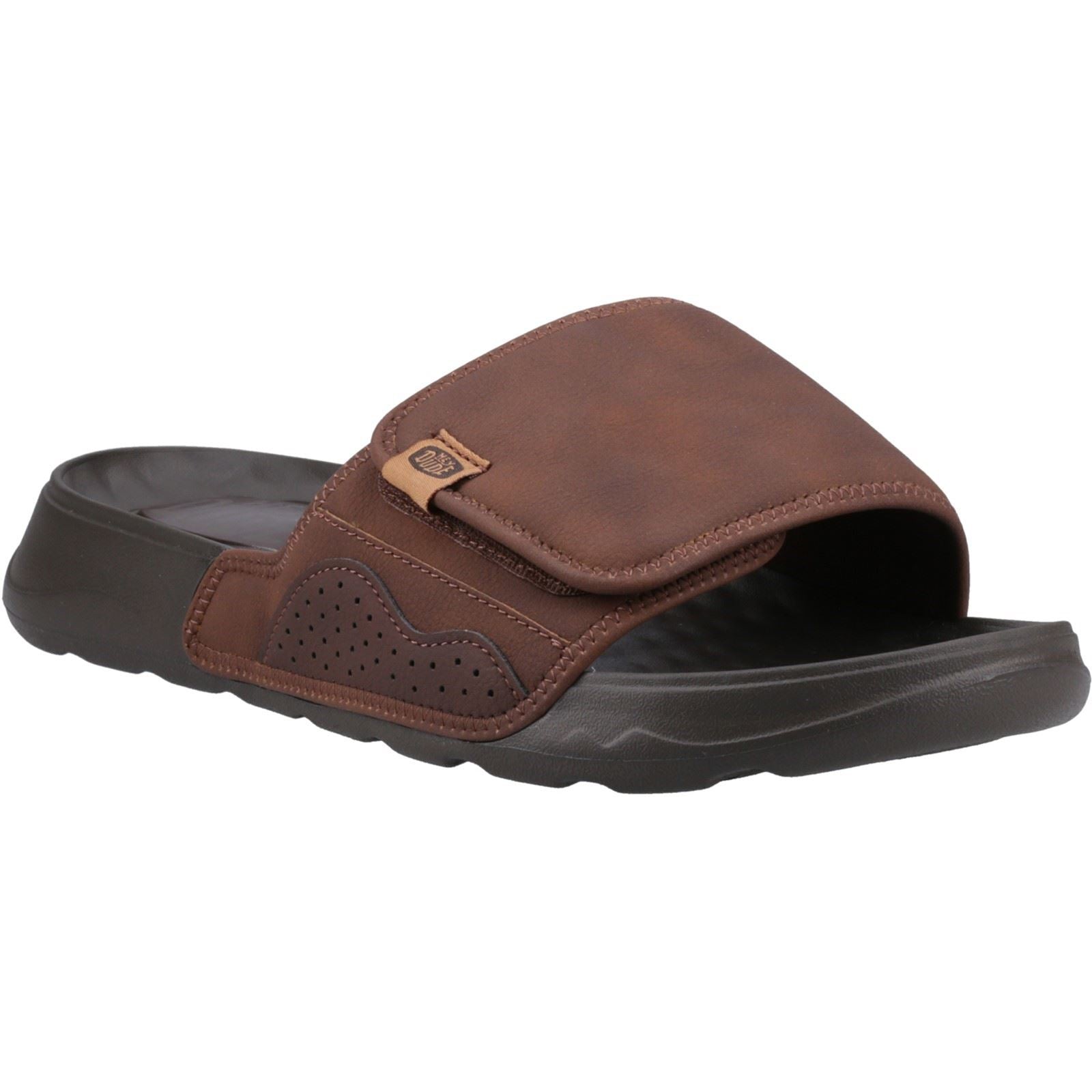 HEYDUDE Shore Slide Classic Polyester Herren Downtown Brown/Delicioso Brown Slides