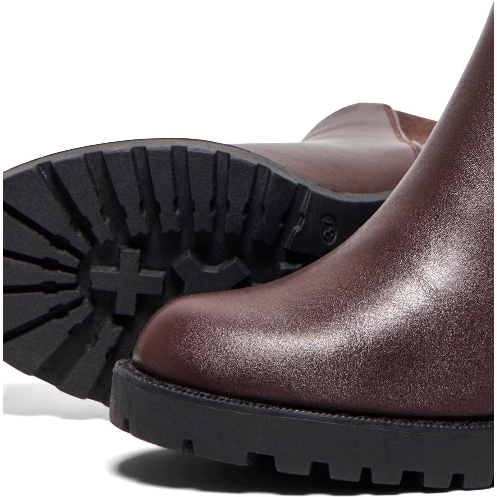 ONLY Barbara Polyurethan Damen Schokoladenbraune Blockabsatz Chelsea-Stiefel