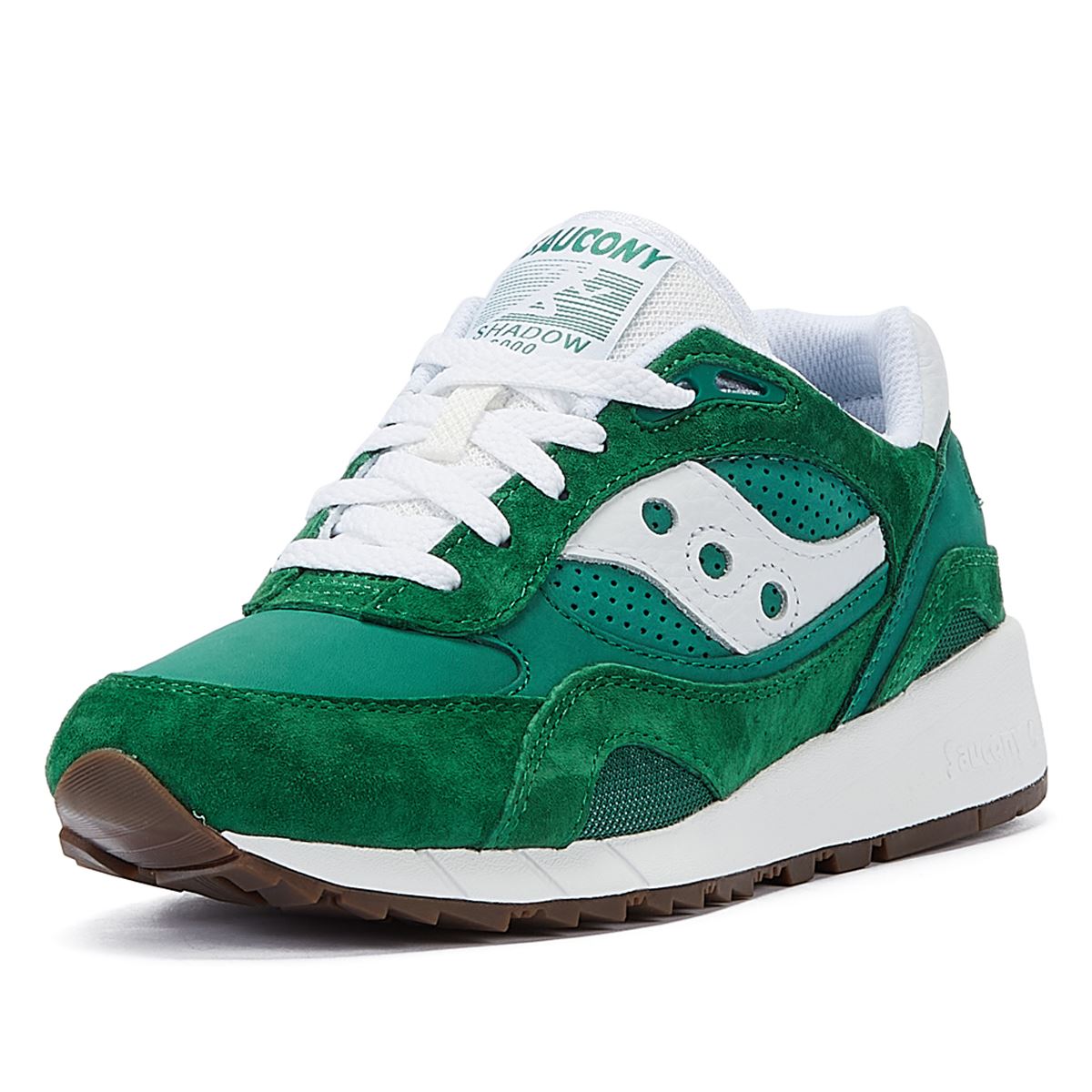 Saucony Shadow 6000 Grün/Weiße Wildleder-Sneakers