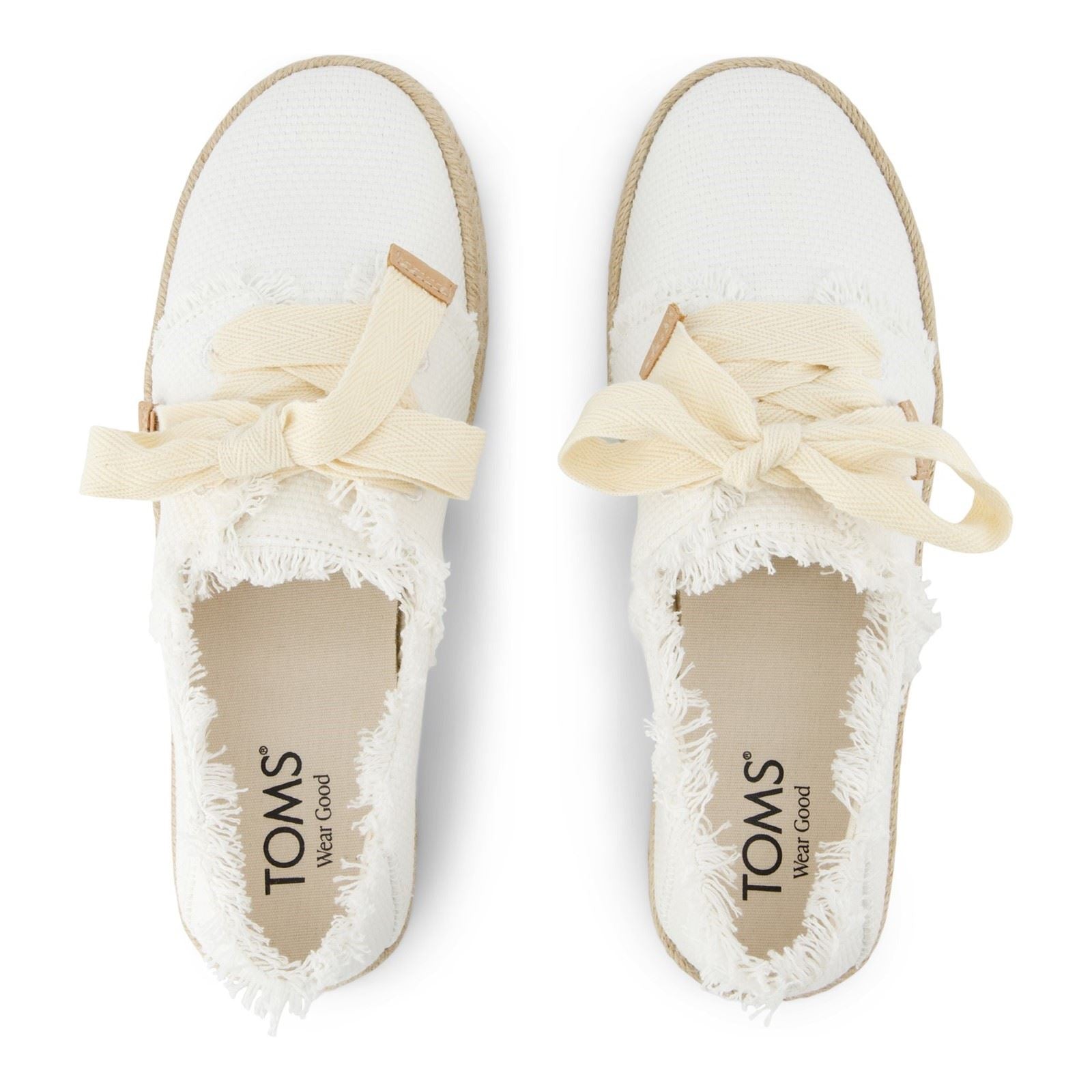 TOMS Carolina Lace Up Baumwolle Damen Weiße Espadrilles Am Strand