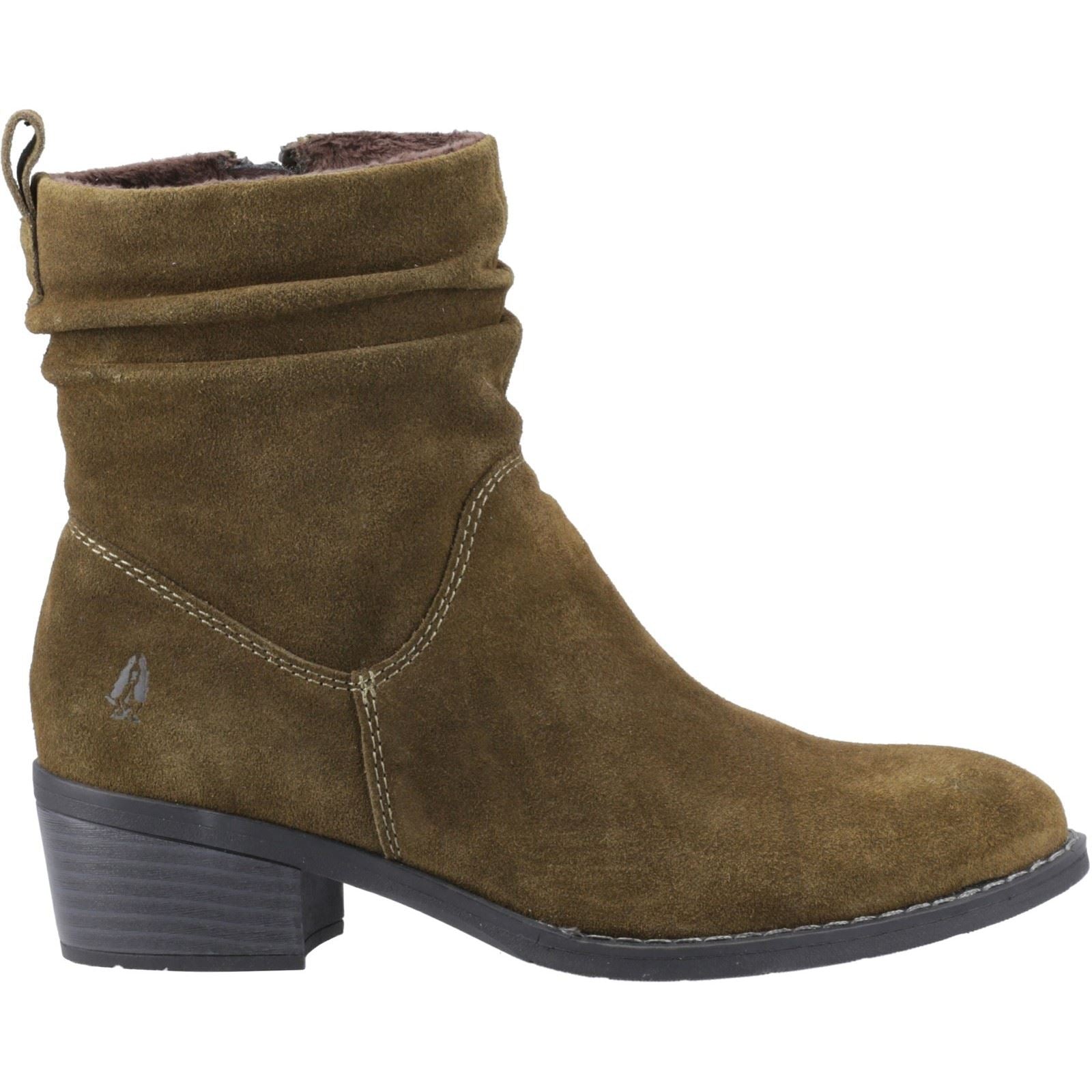 Hush Puppies Iris Veloursleder Damen Khaki Stiefeletten mit Absatz