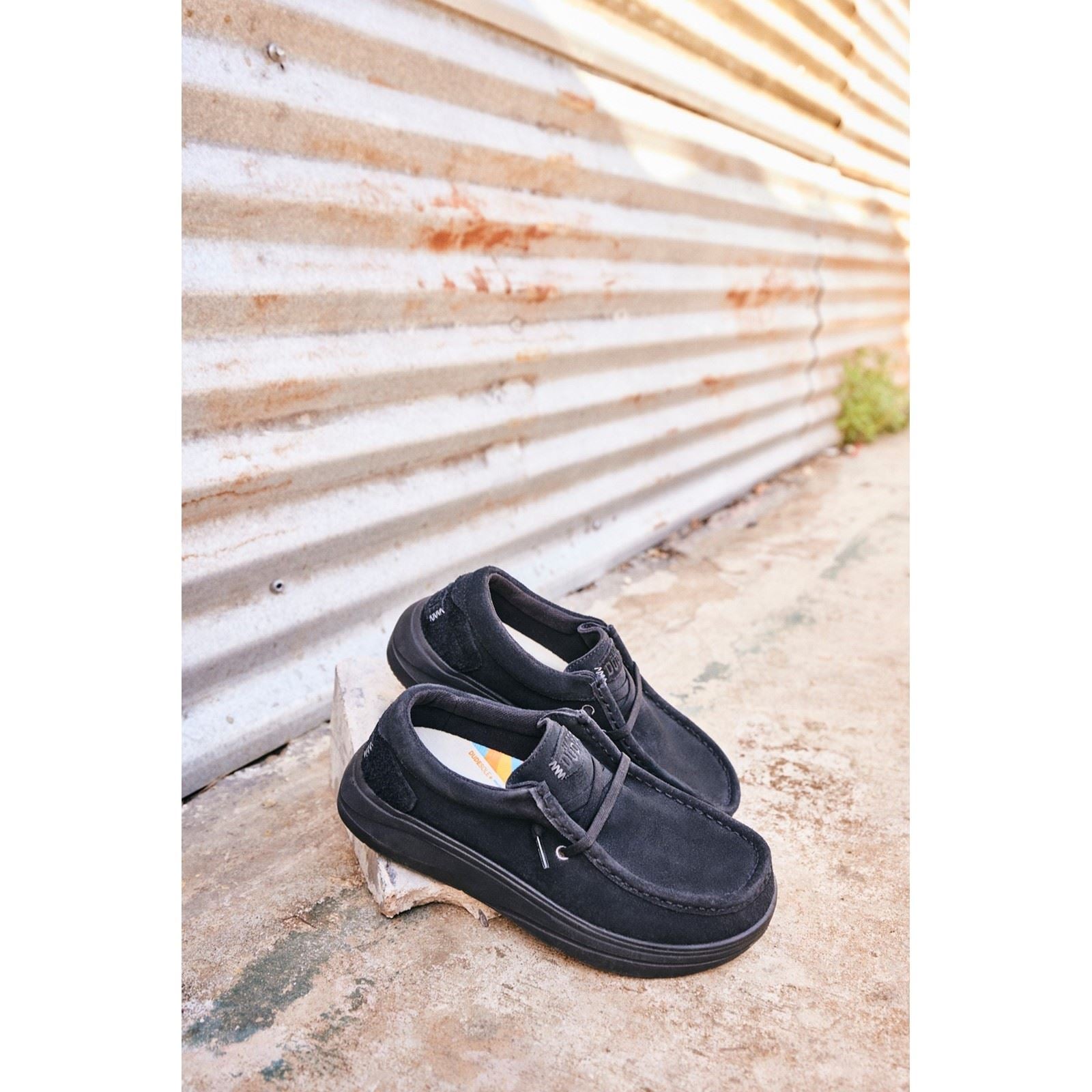 HEYDUDE Wally X Wildleder Herren Schwarze Bootsschuhe