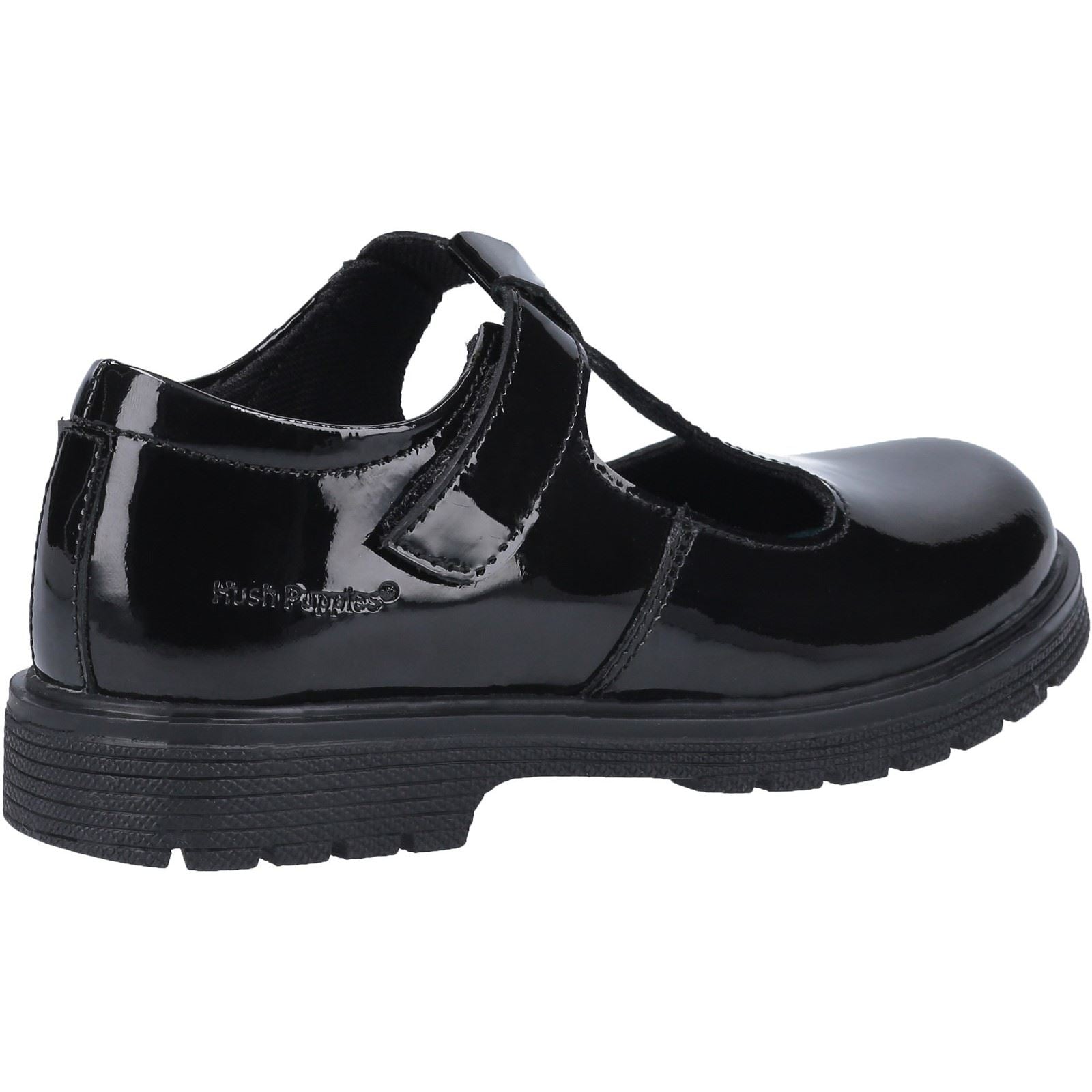 Hush Puppies Gracie Senior Patent Mädchenschuhe Aus Schwarzem Lackleder