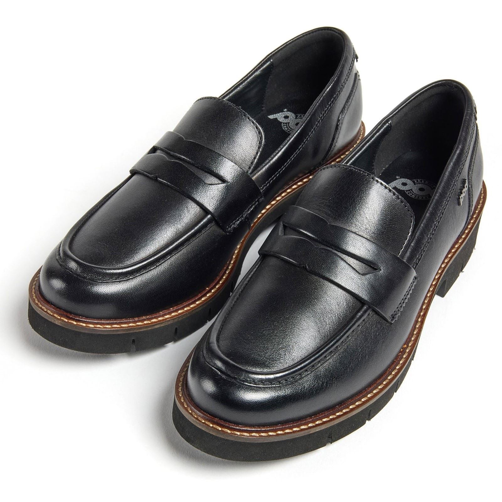 Pod Kaltin Damen Schwarze Farbe Lederloafer