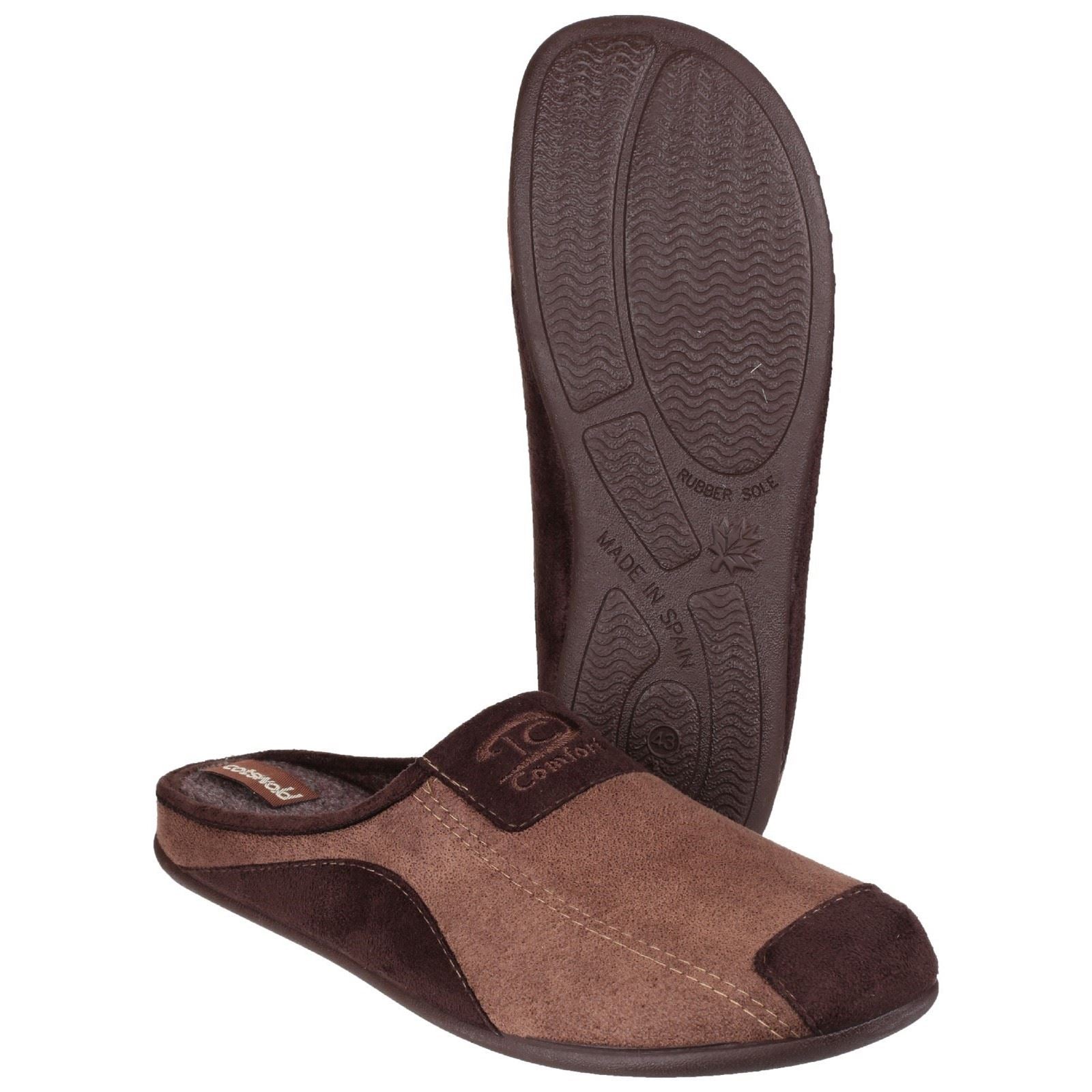 Cotswold Westwell Stoff Herren Hausschuhe In Braun
