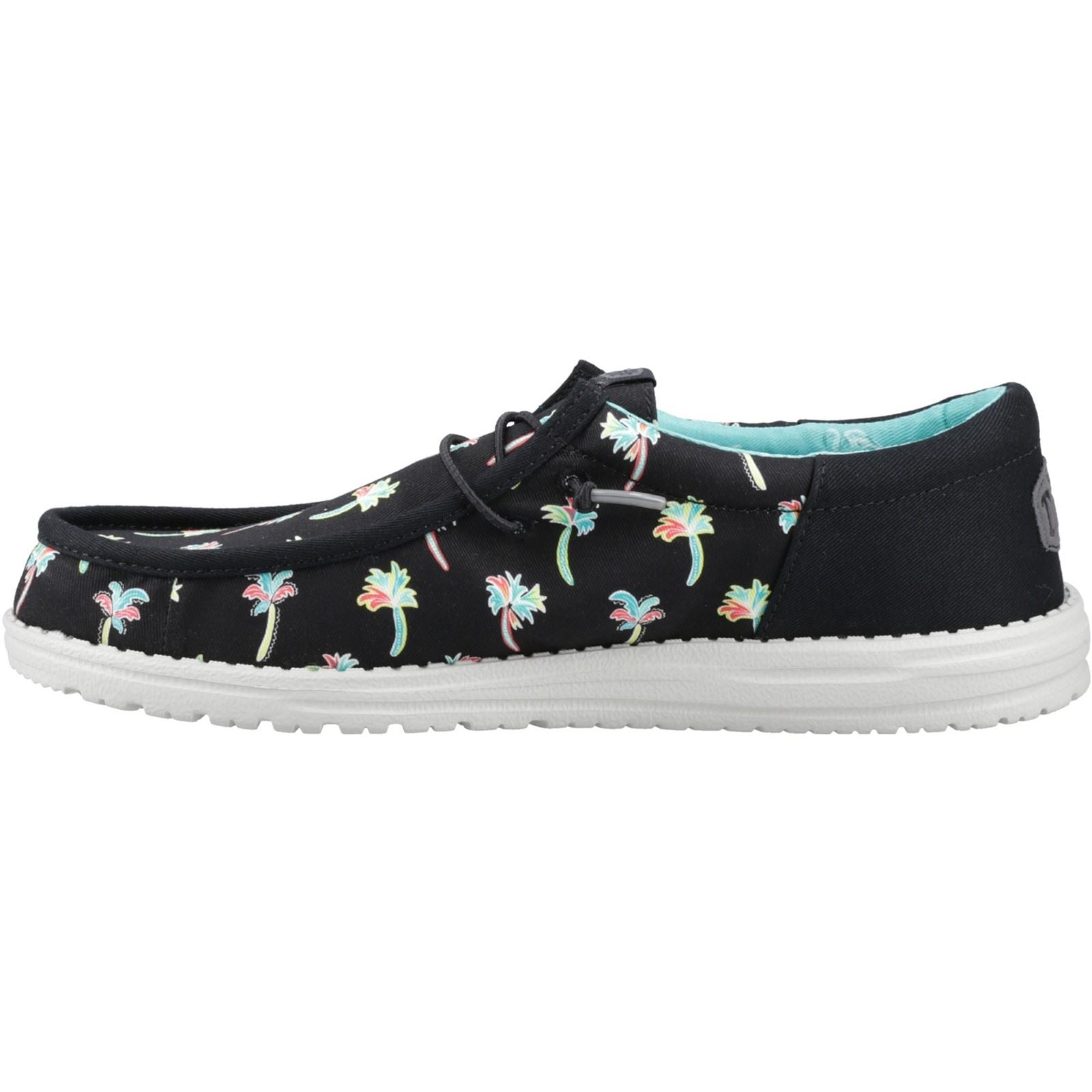 HEYDUDE Wally Funk Party Palm Baumwoll Herren Mokassin Schuhe In Schwarz/Mehrfarbig