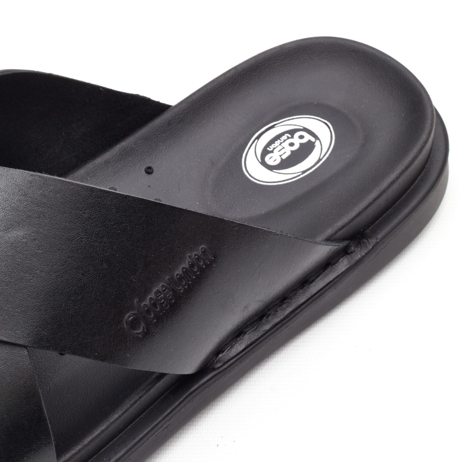 Base London Drift Leder Herren Schwarze Sandalen