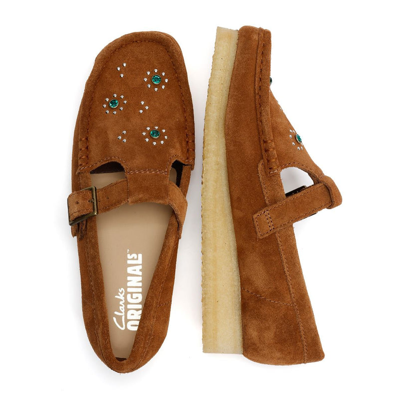 Clarks Originals Wallabee T Bar Damen Wildlederschuhe In Braun