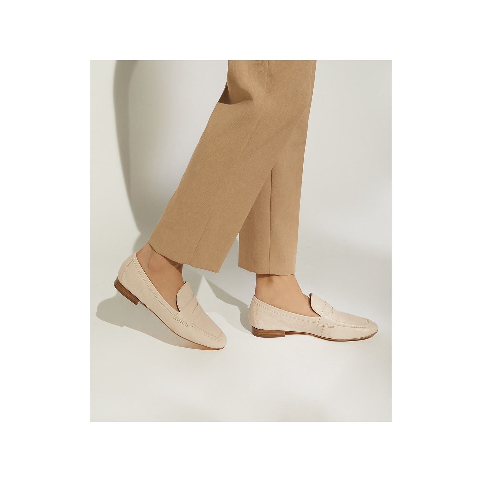 Dune Gianetta Leder Damen Ecru Slipper