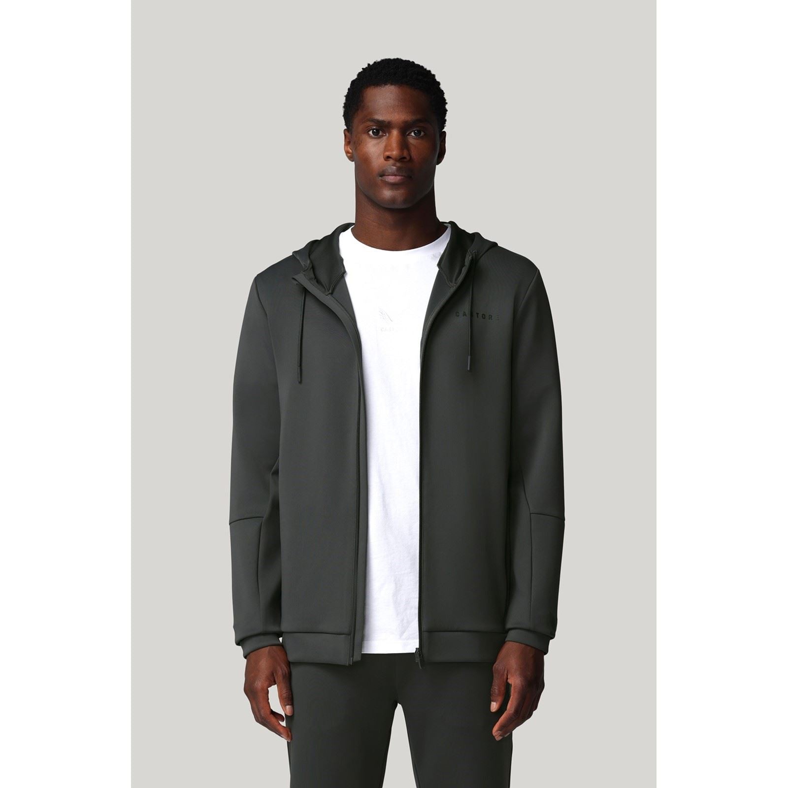 Castore Flex Full Zip Herren Graues Kapuzensweatshirt