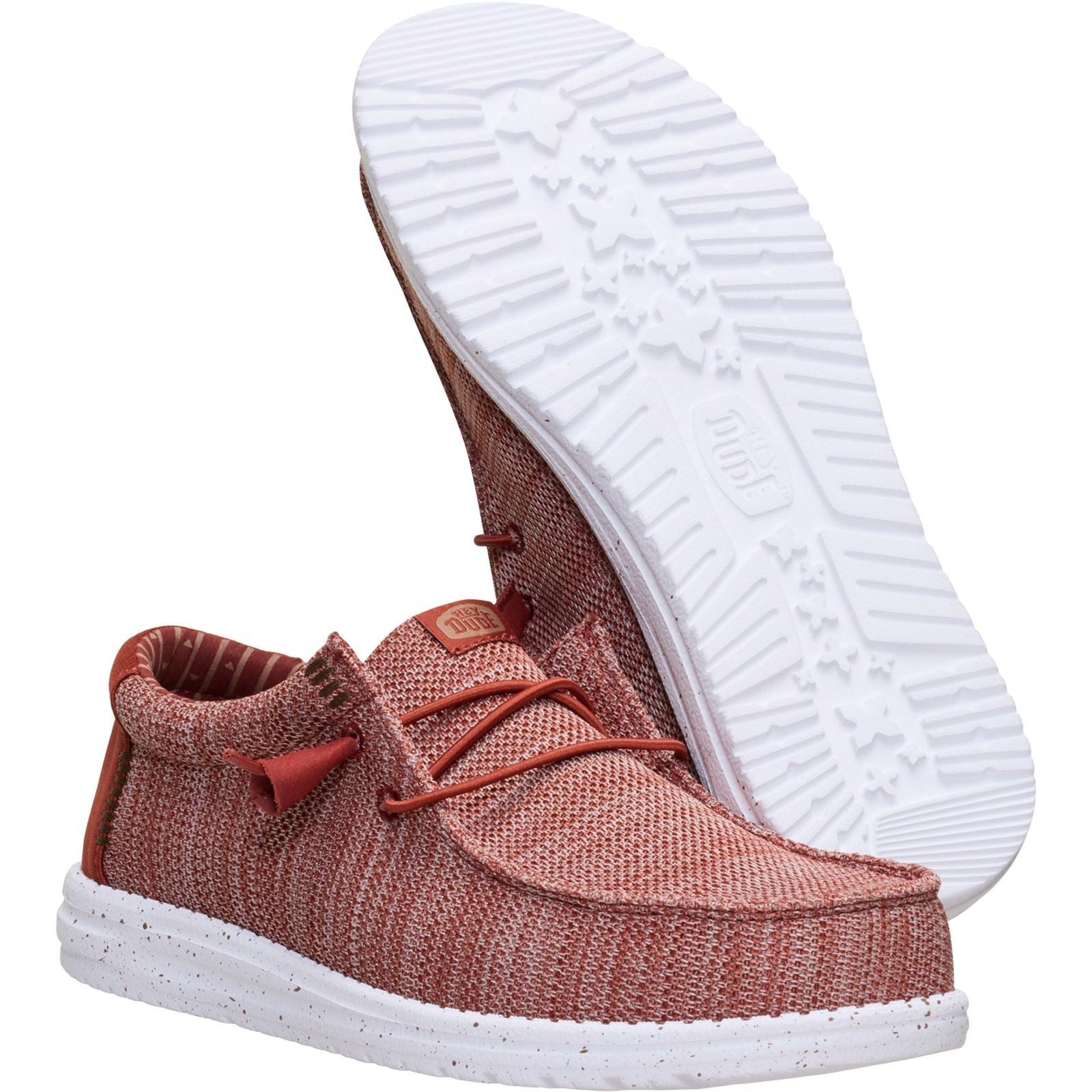 HEYDUDE Wally Stretch Sox Polyester Herren Slipper In Verbranntem Rot/Mehrfarbig