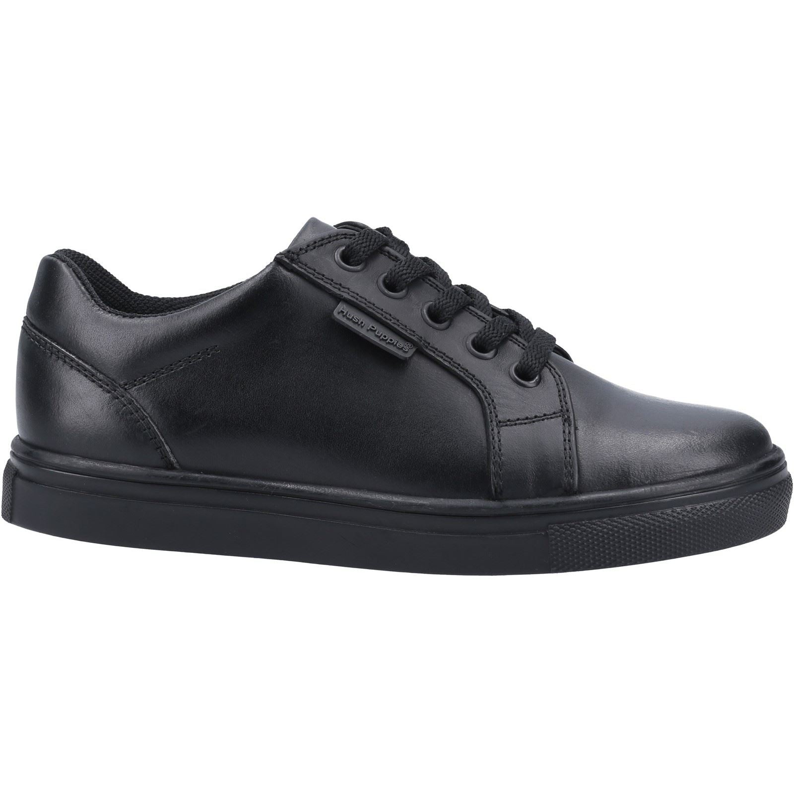 Hush Puppies Sam Junior Die Schwarzen Schnürschuhe Für Jungen Aus Leder