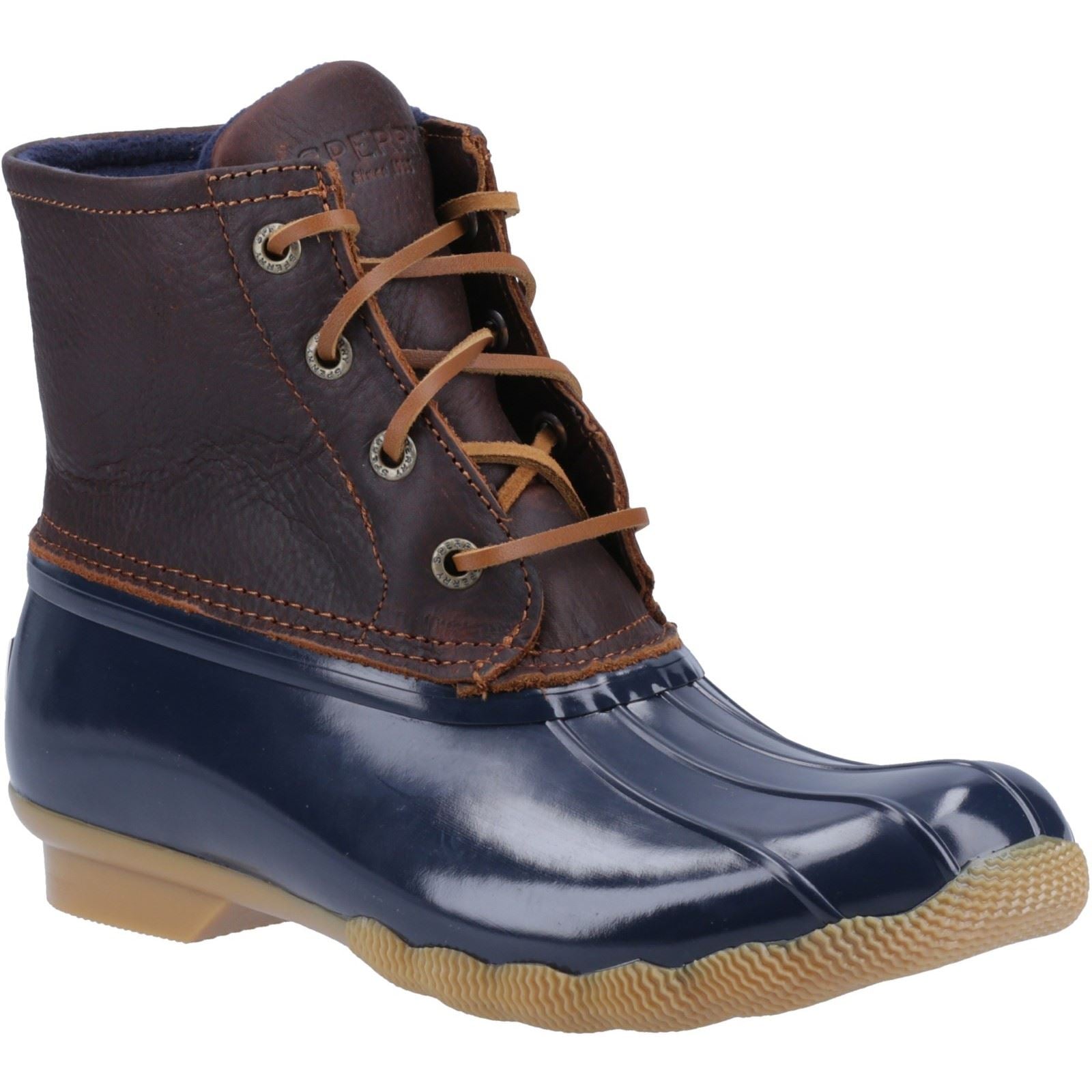 Sperry Saltwater Duck Kunstleder Stiefel In Hellbraun/Marineblau