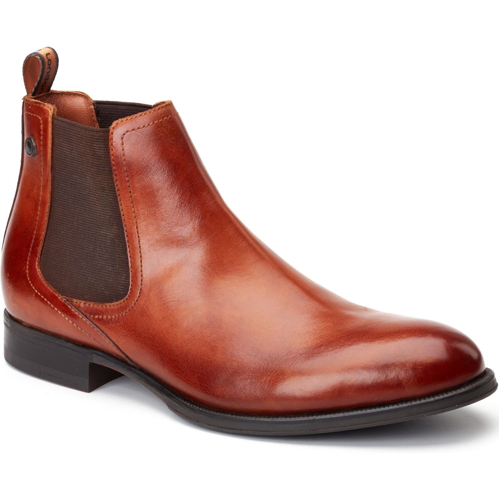 Base London Whittle Leder Herren Stiefel In Verbranntem Tan