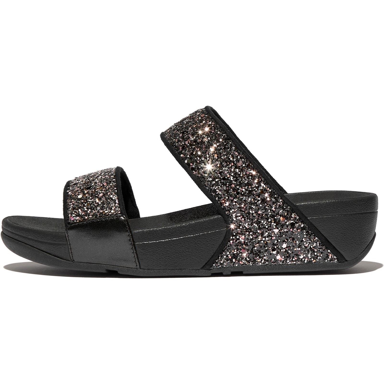 Fitflop Lulu 2 Bar Glitter Polyurethan Damen Schwarze/Multifarbene Sandalen