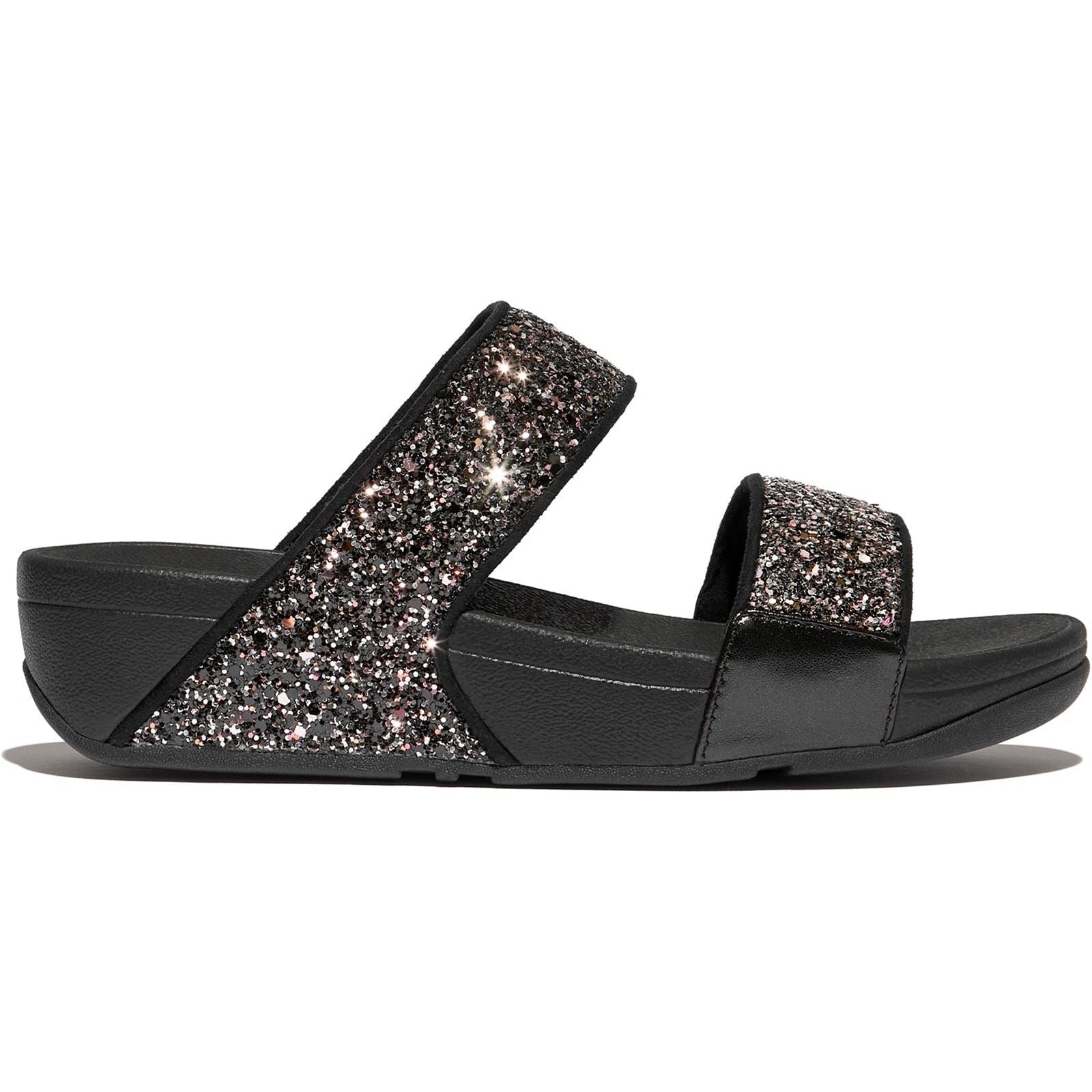 Fitflop Lulu 2 Bar Glitter Polyurethan Damen Schwarze/Multifarbene Sandalen