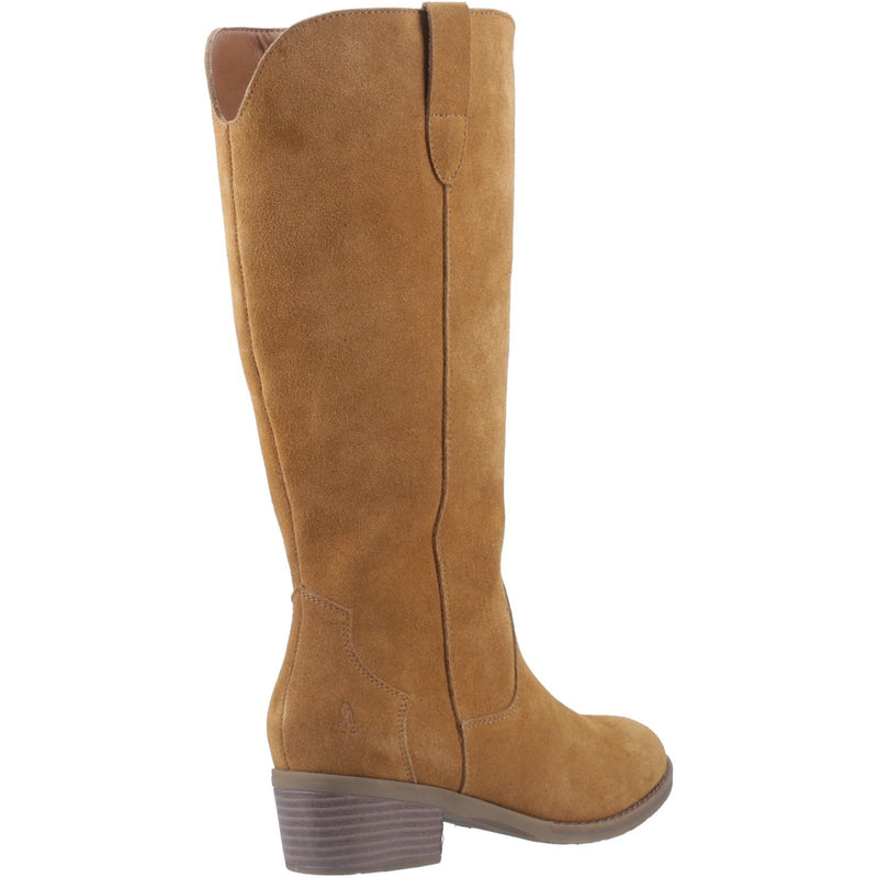 Hush Puppies Isabella Damen Stiefel in kniehoher Wildlederoptik mit Absatz in Tan