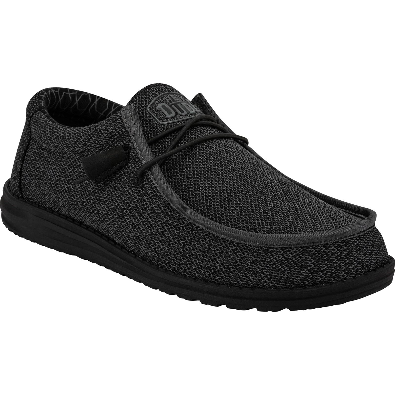 HEYDUDE Wally Sox Herren Bootsschuhe Aus Mikro-Wildleder In Total Schwarz