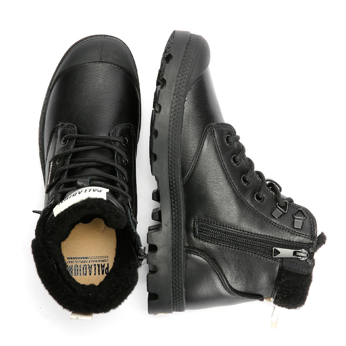 Palladium Pampa HI Snow Warm Leder Damen Schwarze Stiefel