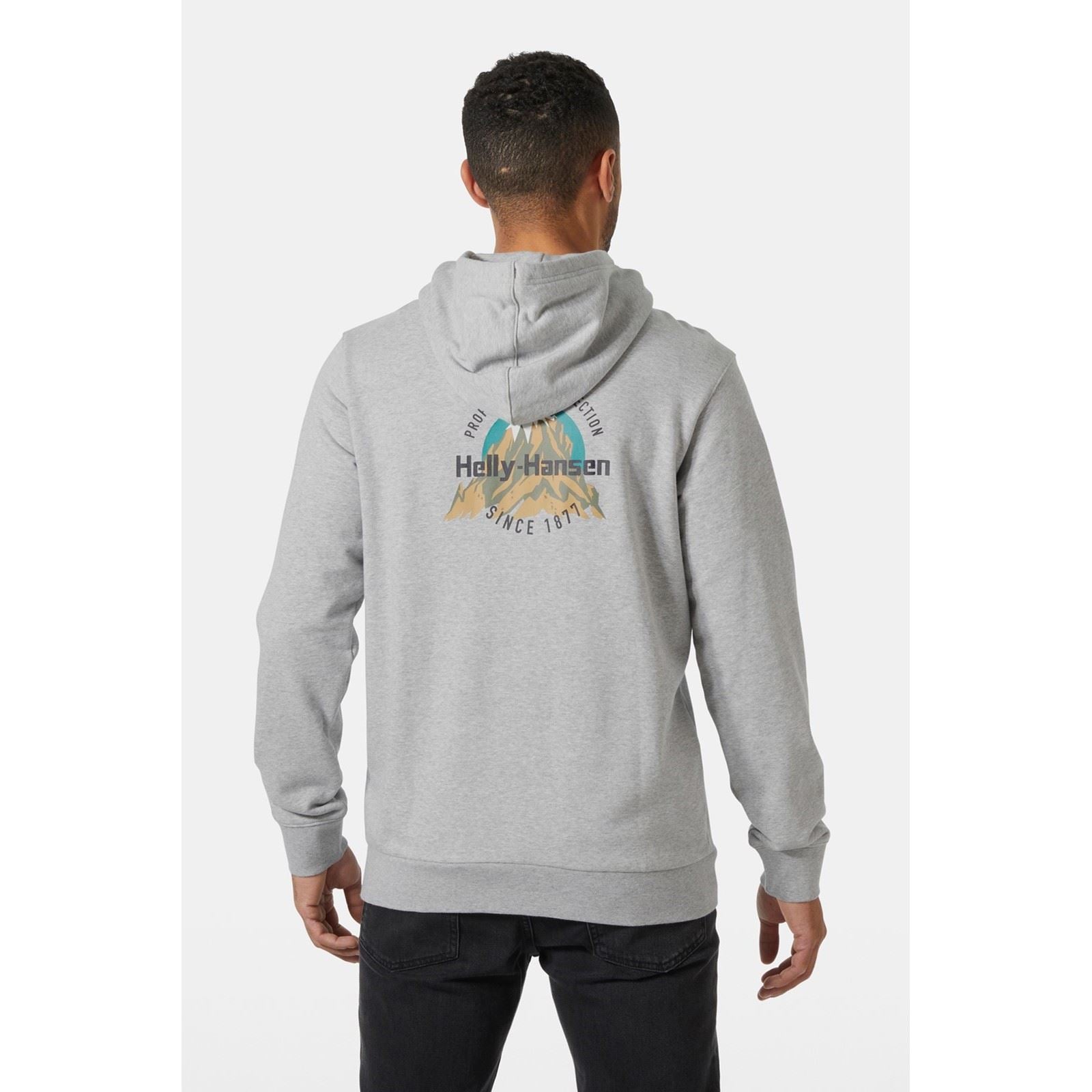 Helly Hansen Sport Core Graphic Hoodie Baumwoll Herren Graues Kapuzensweatshirt