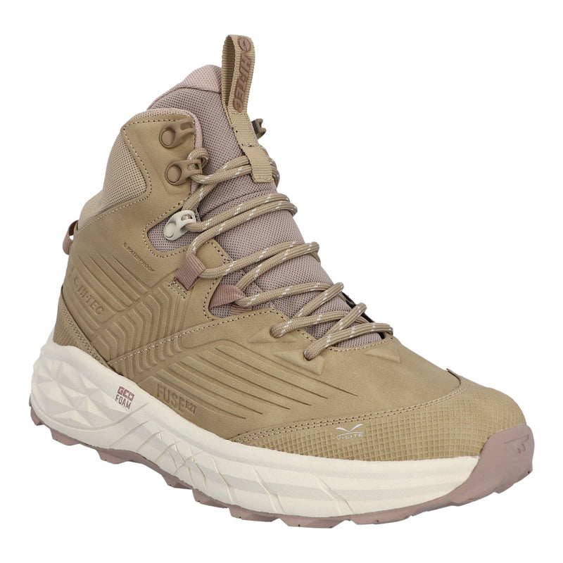 Hi-Tec Fuse Trek Mid Polyester Damen Wanderschuhe In Taupe/Weißkappe Grau/Warm Taupe