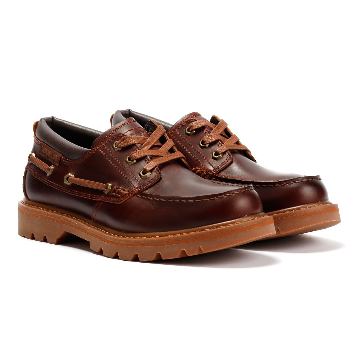 Caterpillar Colorado Boat Lo Herren Leder Braune Schnürschuhe