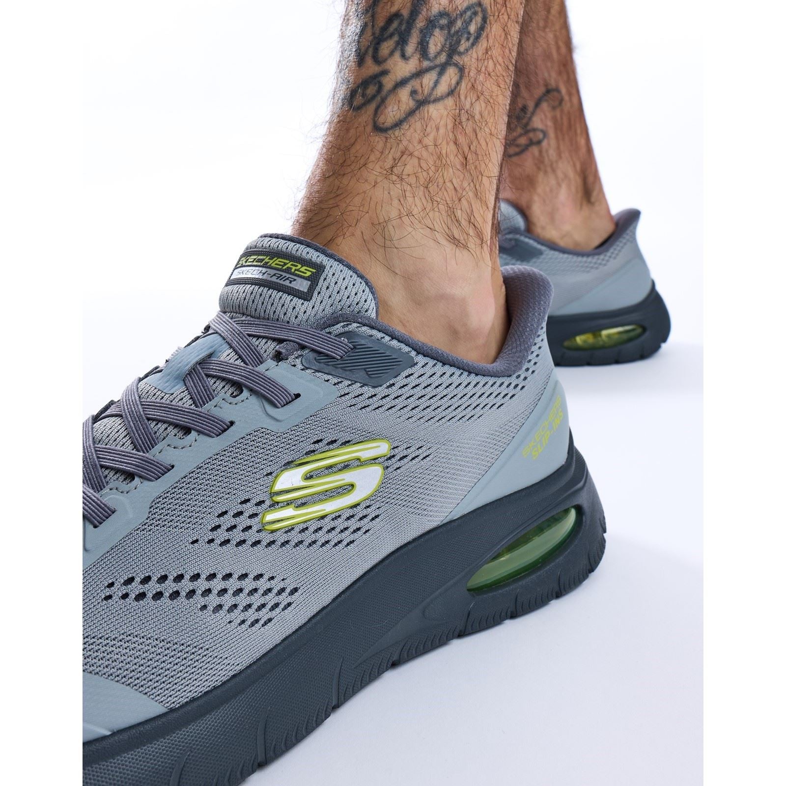Skechers Skech-Air Summits Textile Herren Sneakers In Anthrazit/Limette