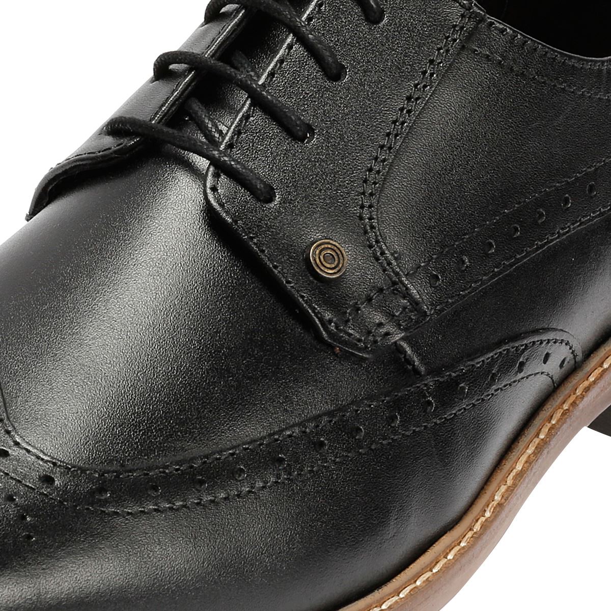 Lambretta Stockton Leder Herren Schwarz Schnürschuhe