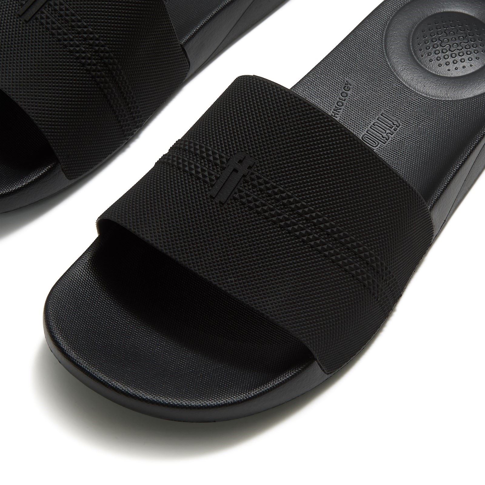 Fitflop iQushion Pool Slides Polyurethan Männer Ganz Schwarze Slides